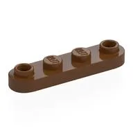 Plate Special 1 x 4 Rounded with 2 Open Studs, Reddish Brown