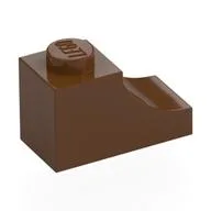 Brick Curved 2 x 1 with Inverted Cutout, Reddish Brown