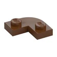 Plate Round Corner 2 x 2 with 1 x 1 Cutout, Reddish Brown