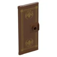Door 3 x 6 with Gold Decorations Print, Reddish Brown