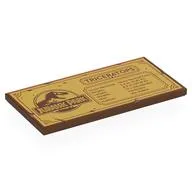 Tile 4 x 8 with Jurassic Park Logo, 'TRICERATOPS', Stats on Gold Background Print, Reddish Brown