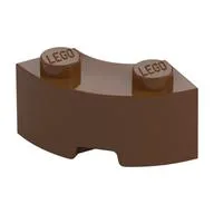 Brick Round Corner 2 x 2 Macaroni with Stud Notch and Reinforced Underside [New Style], Reddish Brown
