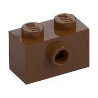 Brick Special 1 x 2 with 1 Center Stud on 1 Side, Bottom Stud Holder, Reddish Brown
