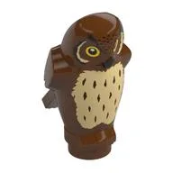 Animal, Bird, Owl Small - Large Yellow Eyes and Tan Chest Print, Reddish Brown