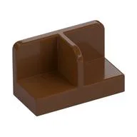 Panel 1 x 2 x 1 with Rounded Corners and Central Divider, Reddish Brown