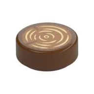 Tile Round 1 x 1 with Tree Stump, Wood Log Print, Reddish Brown