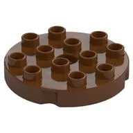 Duplo Plate Round 4 x 4, Reddish Brown