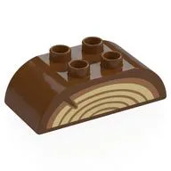 Duplo Brick 2 x 4 Curved Top with Wood Print, Reddish Brown