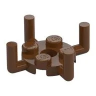 Plate Special Round 2 x 2 with Pin Hole and 4 Bars Up, Reddish Brown