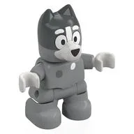 Duplo Figure Dog Small (Bluey) with White Nose, Hands, Dark Bluish Grey Top of the Head Print (Muffin), Light Bluish Gray