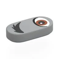 Tile Round 1 x 2 with Reddish Brown Eye, Black Eyebrow, Left Print, Light Bluish Gray