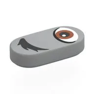 Tile Round 1 x 2 with Reddish Brown Eye, Black Eyebrow, Right Print, Light Bluish Gray