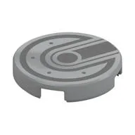 Tile Round 2 x 2 with Silver Lines, Bolts/Dots Print, Light Bluish Gray