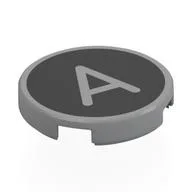 Tile Round 2 x 2 with 'A' on Black Background Print, Light Bluish Gray