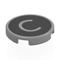 Tile Round 2 x 2 with 'C' on Black Background Print, Light Bluish Gray