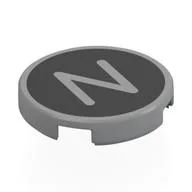 Tile Round 2 x 2 with 'N' on Black Background Print, Light Bluish Gray