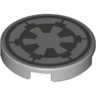 Tile Round 2 x 2 with Dark Bluish Grey Star Wars Imperial Logo Print, Light Bluish Gray