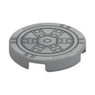 Tile Round 2 x 2 with 6 Metal Beams Print, Light Bluish Gray