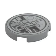 Tile Round 2 x 2 with Conduits Print, Light Bluish Gray