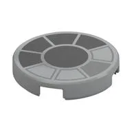 Tile Round 2 x 2 with Cockpit, Black Windows Print, Light Bluish Gray