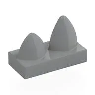 Tile Special 1 x 2 with Two Vertical Teeth / Tooth, Light Bluish Gray