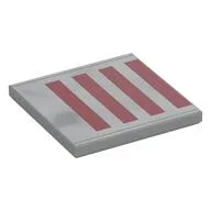 Tile 4 x 4 with Dark Red Rectangles, Dark Bluish Grey Lines Print, Light Bluish Gray