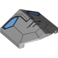 Brick Sloped 33° 2 x 2 Double / Inverted with Robot/Autobot Face Print (Bumblebee), Light Bluish Gray