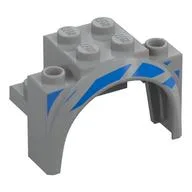 Wheel Arch, Mudguard 4 x 2 1/2 x 2 1/3 with Blue Stripes Print, Light Bluish Gray