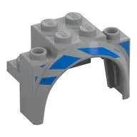 Wheel Arch, Mudguard 4 x 2 1/2 x 2 1/3 with Blue Stripes Print, Light Bluish Gray