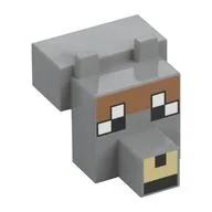 Animal Body Part, Head Blocky with Pixelated Face, Tan Nose, Nougat Forehead Print, Light Bluish Gray