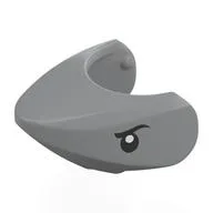 Animal Body Part, Shark Head with Rounded Nose with Black Eyes Print, Light Bluish Gray