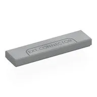 Tile 1 x 4 with Dark Bluish Grey 'EXT. CONNECTOR' Print, Light Bluish Gray