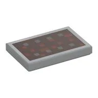 Tile 2 x 3 with 8 Silver Squares and Reddish Brown Squares on Dark Brown Background Print, Light Bluish Gray