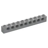 Technic Brick 1 x 10 [9 Pin Holes], Light Bluish Gray