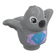 Duplo Animal Bird with Bright Pink/Dark Azure Feathered Chest, Black Beak Print, Light Bluish Gray