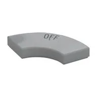 Tile 2 x 2 Curved, Macaroni with 'OFF' Print, Light Bluish Gray