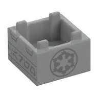 Container Box 2 x 2 x 1 Reinforced Bottom with Dark Bluish Grey Imperial Insignia Print, Light Bluish Gray