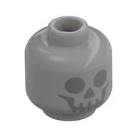 Minifig Head Skeleton, Dark Bluish Skull Face Print, Light Bluish Gray