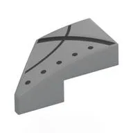 Brick Wedged, Curved 2 x 1 with Stud Notch Right with Black Lines, Dots Print, Light Bluish Gray