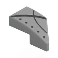 Brick Wedged, Curved 2 x 1 with Stud Notch Left with Black Lines, Dots Print, Light Bluish Gray