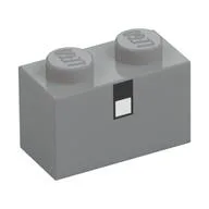 Brick 1 x 2 with Black and White Square Print, Light Bluish Gray