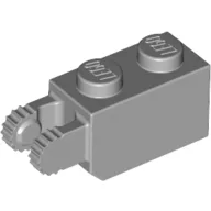 Hinge Brick 1 x 2 Locking with 2 Fingers Vertical End, 9 Teeth, Light Bluish Gray