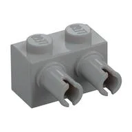 Brick Special 1 x 2 with 2 Pins, Round Pin Holes, Light Bluish Gray