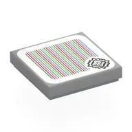 Tile 2 x 2 with Thwomp and Barcode Print (Sticker), Light Bluish Gray