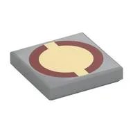 Tile 2 x 2 with Dark Red Circle, Tan Center Print, Light Bluish Gray
