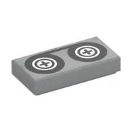 Tile 1 x 2 with Video Tape and Reels Print, Light Bluish Gray
