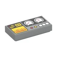Tile 1 x 2 with Gauges, '82', and Buttons Print, Light Bluish Gray