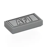 Tile 1 x 2 with Black 'AF1' in Rectangle Print, Light Bluish Gray
