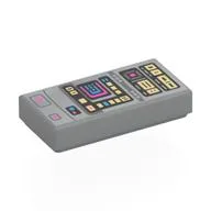 Tile 1 x 2 with Data Screen (Medical Tricorder) Print, Light Bluish Gray