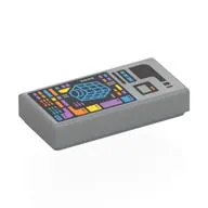 Tile 1 x 2 with Data Screen (PADD) Print, Light Bluish Gray